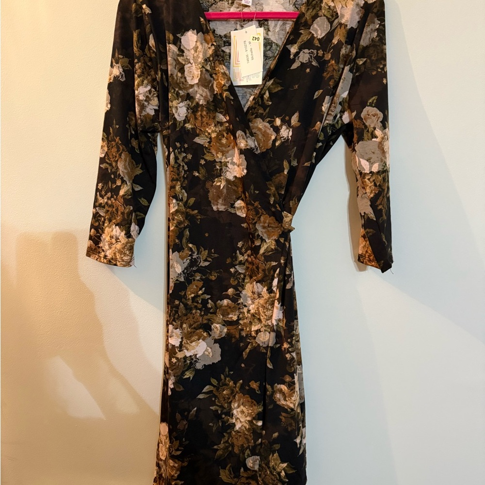 LuLaRoe Michelle Black Floral Long Sleeve Dress